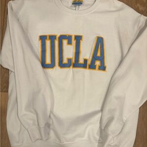 UCLA White Crewneck Sweatshirt with embroidered Blue and Gold Lettering